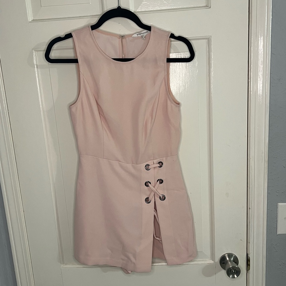 BCBGeneration Light Pink Lace-Up Romper